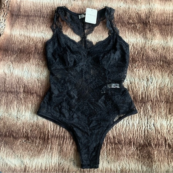 Free People Intimately Midnight Hour Black Lace Bodysuit - Picture 3 of 8